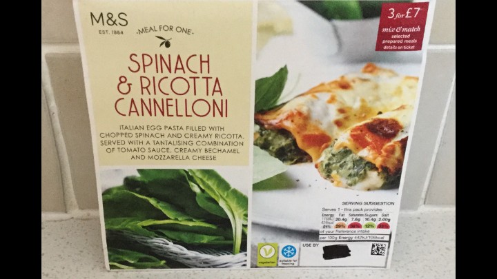 A Week On  Ready Meals From Marks And Spencer - Day 5 Spinach & Ricotta Cannelloni